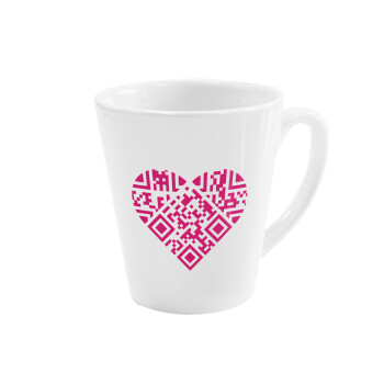 Heart hidden MSG, try me!!!, Κούπα κωνική Latte Λευκή, κεραμική, 300ml