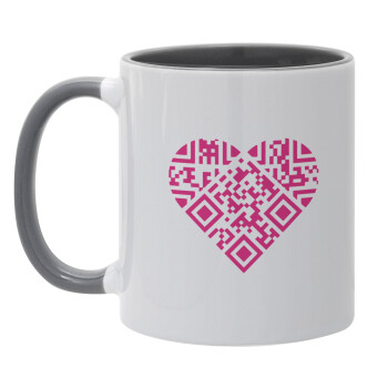 Heart hidden MSG, try me!!!, Κούπα χρωματιστή γκρι, κεραμική, 330ml