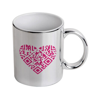Heart hidden MSG, try me!!!, Mug ceramic, silver mirror, 330ml