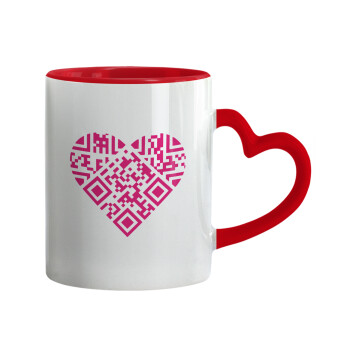 Heart hidden MSG, try me!!!, Mug heart red handle, ceramic, 330ml