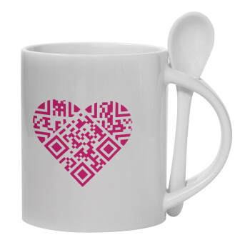 Heart hidden MSG, try me!!!, Ceramic coffee mug with Spoon, 330ml (1pcs)