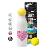 Tennis ball Metal mug thermos White, double wall, 550ml