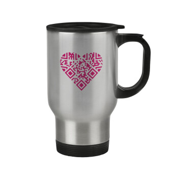 Heart hidden MSG, try me!!!, Stainless steel travel mug with lid, double wall 450ml