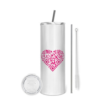 Heart hidden MSG, try me!!!, Tumbler stainless steel 600ml, with metal straw & cleaning brush
