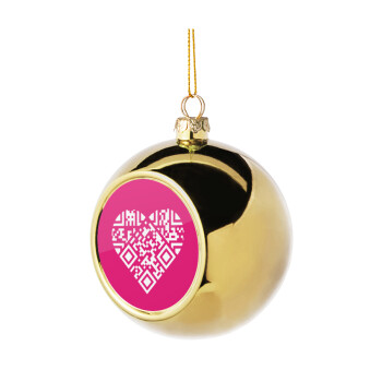 Heart hidden MSG, try me!!!, Golden Christmas tree ball ornament 8cm