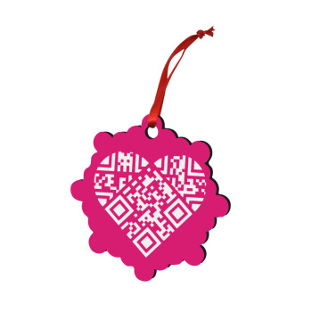 Heart hidden MSG, try me!!!, Christmas ornament snowflake wooden 7.5cm