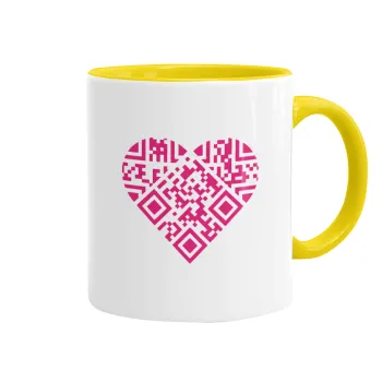 Heart hidden MSG, try me!!!, Mug colored yellow, ceramic, 330ml