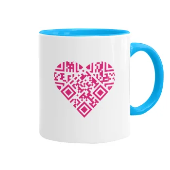 Heart hidden MSG, try me!!!, Κούπα χρωματιστή γαλάζια, κεραμική, 330ml