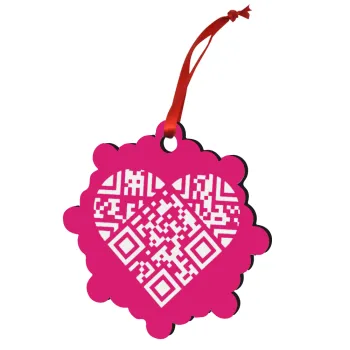 Heart hidden MSG, try me!!!, Christmas ornament snowflake wooden 7.5cm