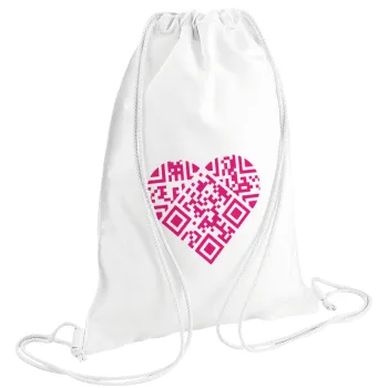 Heart hidden MSG, try me!!!, Backpack pouch GYMBAG white (28x40cm)
