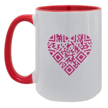 Heart hidden MSG, try me!!!, Κούπα Mega 15oz, κεραμική Κόκκινη, 450ml