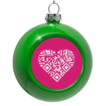 Heart hidden MSG, try me!!!, Green Christmas tree ornament bauble 8cm