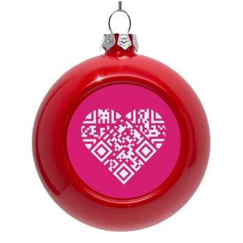 Heart hidden MSG, try me!!!, Στολίδι Χριστουγεννιάτικη μπάλα δένδρου Κόκκινη 8cm
