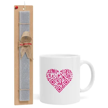 Heart hidden MSG, try me!!!, Easter Set, Ceramic Cup (330ml) & Easter aromatic flat candle (30cm) (GRAY)