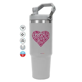 Heart hidden MSG, try me!!!, GREY color, 890ml (30oz) stainless Steel Tumbler with Handle
