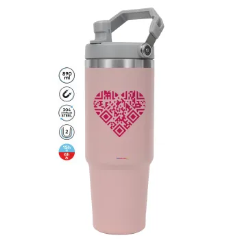 Heart hidden MSG, try me!!!, Pink color, 890ml (30oz) stainless Steel Tumbler with Handle