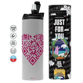 Heart hidden MSG, try me!!!, Tumbler stainless steel GREY 600ml
