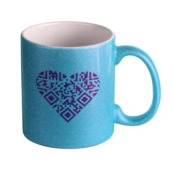 Heart hidden MSG, try me!!!, Κούπα Σιέλ Glitter που γυαλίζει, κεραμική, 330ml