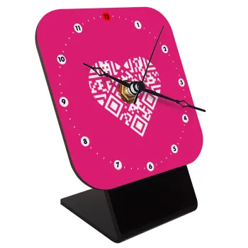 Heart hidden MSG, try me!!!, Επιτραπέζιο ρολόι ξύλινο με δείκτες (10cm)