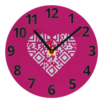 Heart hidden MSG, try me!!!, Ρολόι τοίχου γυάλινο (20cm)