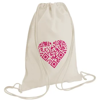 Heart hidden MSG, try me!!!, Τσάντα πλάτης πουγκί GYMBAG natural (28x40cm)