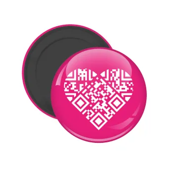 Heart hidden MSG, try me!!!, Μαγνητάκι ψυγείου στρογγυλό διάστασης 5cm