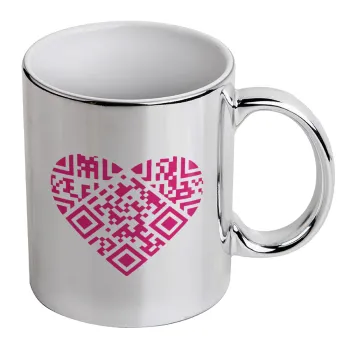 Heart hidden MSG, try me!!!, Mug ceramic, silver mirror, 330ml