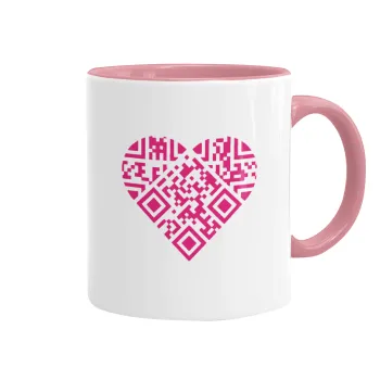 Heart hidden MSG, try me!!!, Mug colored pink, ceramic, 330ml