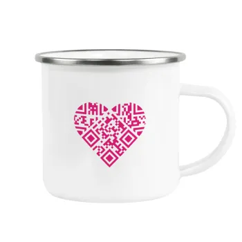 Heart hidden MSG, try me!!!, Κούπα Μεταλλική εμαγιέ λευκη 360ml