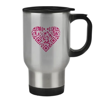 Heart hidden MSG, try me!!!, Stainless steel travel mug with lid, double wall 450ml