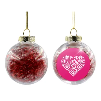 Heart hidden MSG, try me!!!, Transparent Christmas tree ball ornament with red filling 8cm