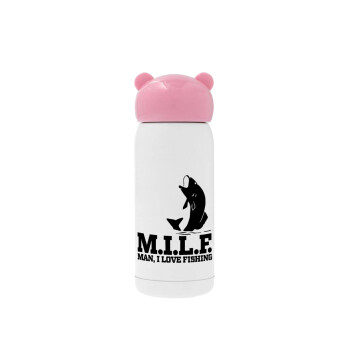 M.I.L.F. Mam i love fishing, Ροζ ανοξείδωτο παγούρι θερμό (Stainless steel), 320ml