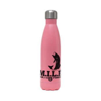 M.I.L.F. Mam i love fishing, Metal mug thermos Pink Mat (Stainless steel), double wall, 500ml