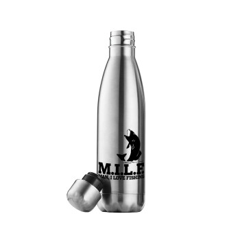 M.I.L.F. Mam i love fishing, Μεταλλικό παγούρι θερμός Inox (Stainless steel), διπλού τοιχώματος, 500ml