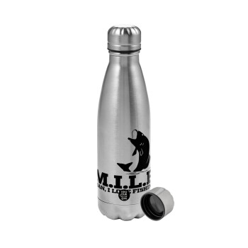 M.I.L.F. Mam i love fishing, Μεταλλικό παγούρι νερού, ανοξείδωτο ατσάλι, 750ml