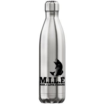 M.I.L.F. Mam i love fishing, Inox (Stainless steel) hot metal mug, double wall, 750ml