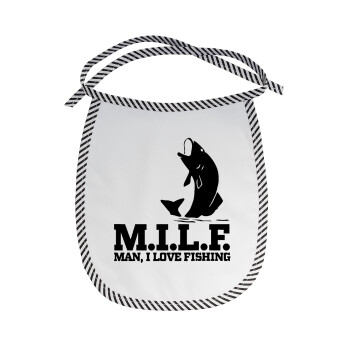 M.I.L.F. Mam i love fishing, Σαλιάρα μωρού αλέκιαστη με κορδόνι Μαύρη