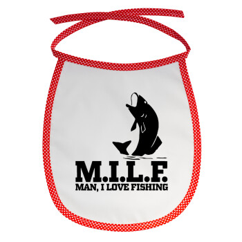 M.I.L.F. Mam i love fishing, Σαλιάρα μωρού αλέκιαστη με κορδόνι Κόκκινη