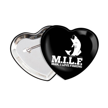 M.I.L.F. Mam i love fishing, Κονκάρδα παραμάνα καρδιά (57x52mm)