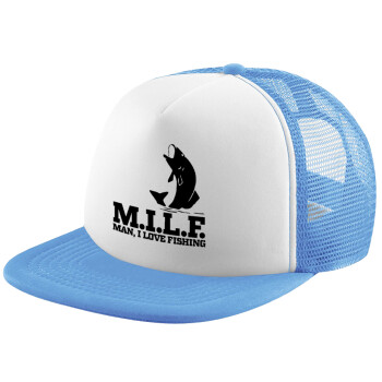 M.I.L.F. Mam i love fishing, Καπέλο Soft Trucker με Δίχτυ Γαλάζιο/Λευκό