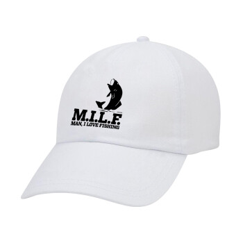 M.I.L.F. Mam i love fishing, Καπέλο Baseball Λευκό (5-φύλλο, unisex)