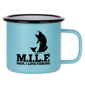 M.I.L.F. Mam i love fishing, Κούπα Μεταλλική εμαγιέ ΜΑΤ σιέλ 360ml