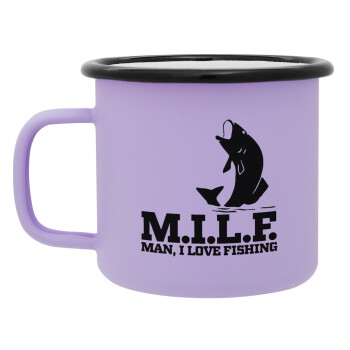 M.I.L.F. Mam i love fishing, Κούπα Μεταλλική εμαγιέ ΜΑΤ Light Pastel Purple 360ml
