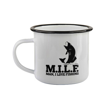 M.I.L.F. Mam i love fishing, Κούπα εμαγιέ με μαύρο χείλος 360ml