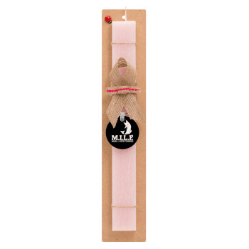 M.I.L.F. Mam i love fishing, Easter Set, wooden keychain & scented flat Easter candle (30cm) (PINK)
