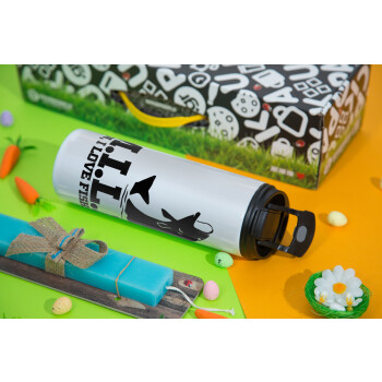 M.I.L.F. Mam i love fishing, Easter candle,Travel Tumbler 2 Lids, with metal straw & cleaning brush & aromatic flat candle (30cm) (BLUE)