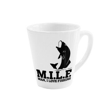M.I.L.F. Mam i love fishing, Κούπα κωνική Latte Λευκή, κεραμική, 300ml