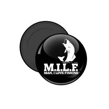 M.I.L.F. Mam i love fishing, Μαγνητάκι ψυγείου στρογγυλό διάστασης 5cm