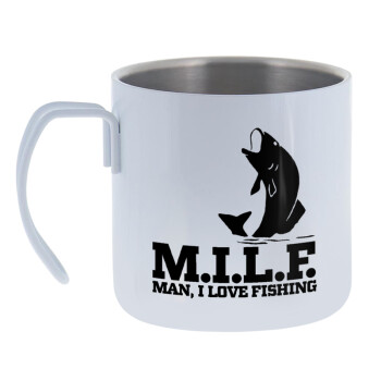 M.I.L.F. Mam i love fishing, Mug Stainless steel double wall 400ml