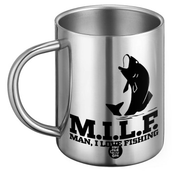 M.I.L.F. Mam i love fishing, Ανοξείδωτη Μεταλλική Κούπα 450ml - Διπλού Τοιχώματος